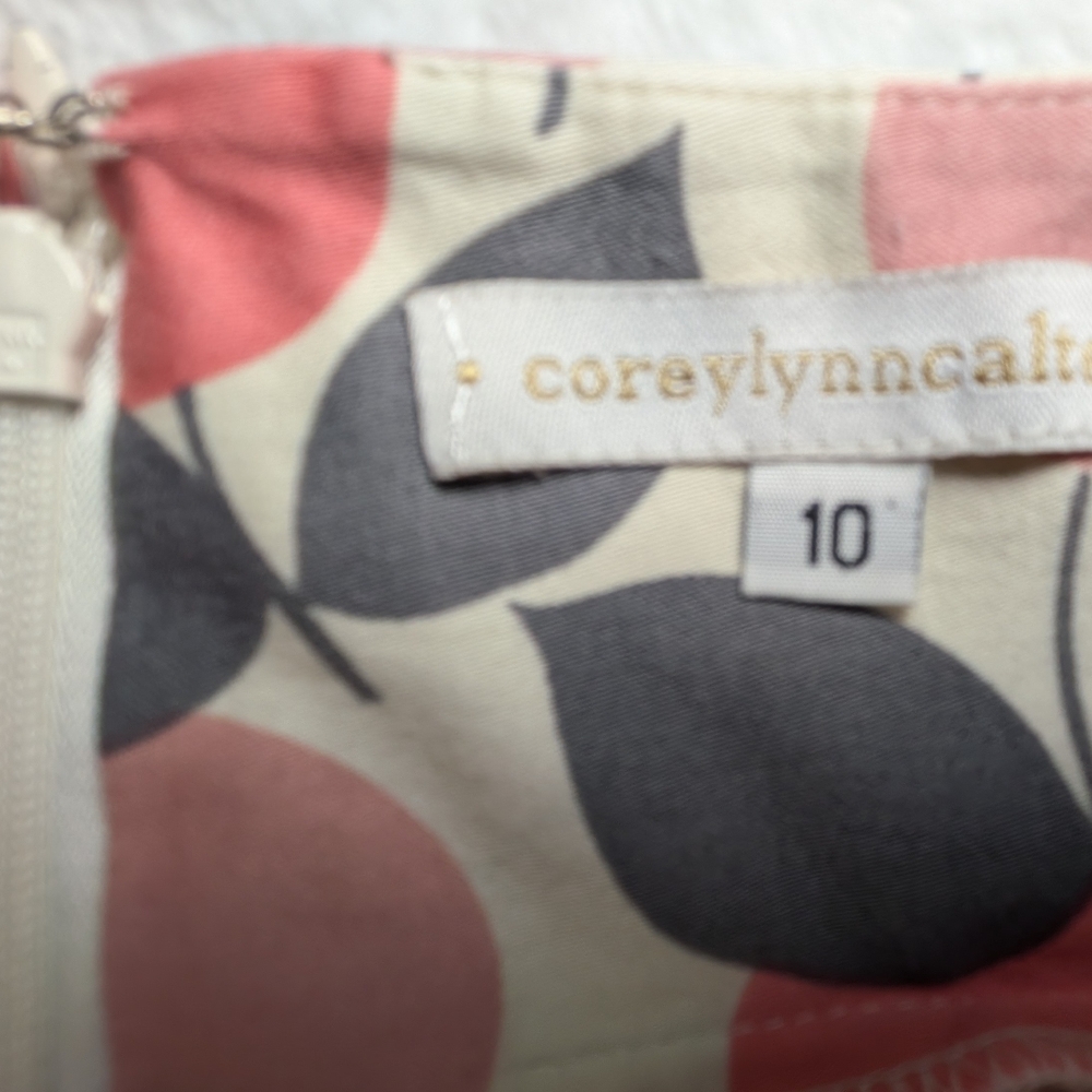 Corey Lynn Calter Apple Print A-Line Skirt Button Waist - Picture 4 of 4